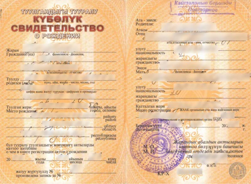 Свидетельство о рождении